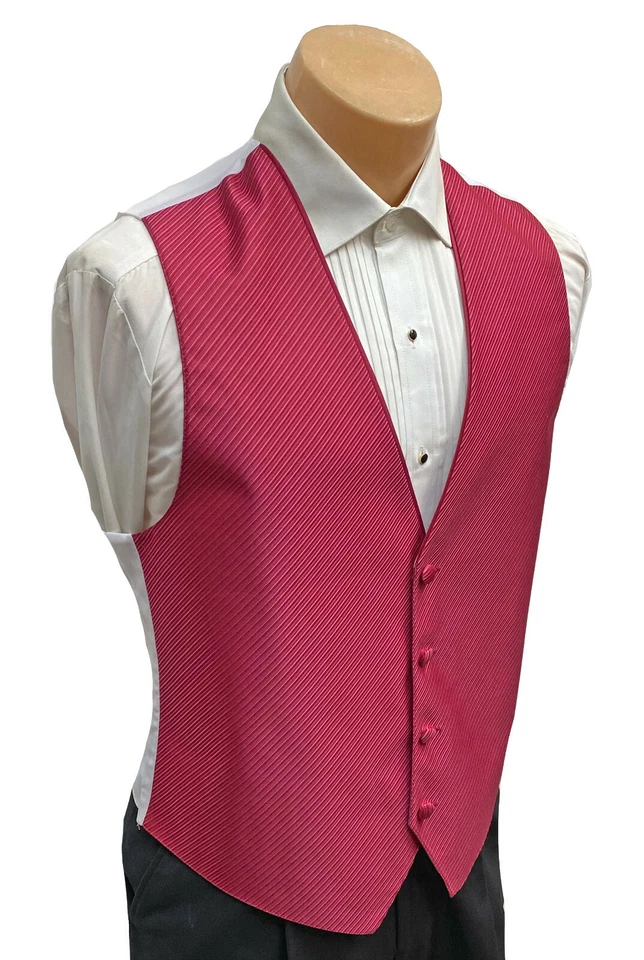 Men's Flow Formals Raspberry Tuxedo Vest Fullback Wedding Groom Prom Cruise - Image 3 of 4