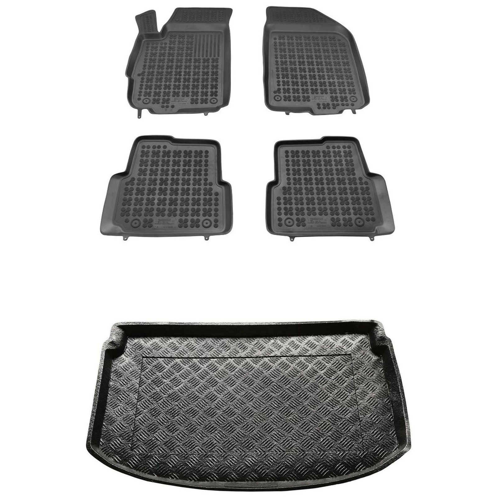 Tapis de Coffre PE et Tapis de Sol Noirs pour Chevrolet Aveo T300