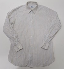 Brioni Button Up Dress Shirt Mens Sz 16 Long Sleeve Striped Italy