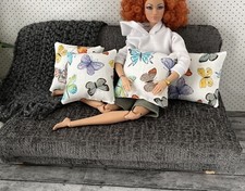 Juego de 4 almohadas miniatura para casa de muñecas Barbie, dioramas muñecas de moda, accesorios