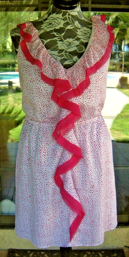 New Ann Taylor Loft Sleeveless Pink Ruffle Trim Dress Sz. L Petite 40" Bust