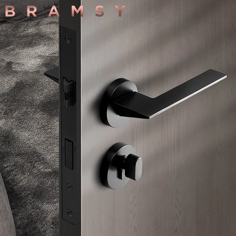 Modern interior cheap black Aluminum wood door levers handle - Image 2 of 4