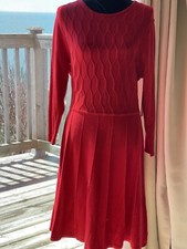Eliza J Womens Red Sweater Fit and Flare Cable Knit Crew Neck Dress Size XL