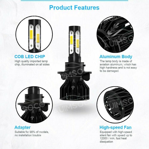 H13 9008 LED Headlight Bulbs Kit 10000W 1000000LM Hi/Lo Beam Super White Bright - Picture 10 of 12