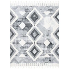 SAFAVIEH Moroccan Tassel Shag MTS656F Grey / Ivory Rug