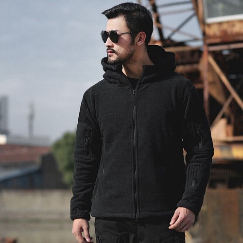 Hot Fleece Jacket Full Zip Army Jackets Hoodies Men Combat Warm Casual Hoody AUS - Picture 3 of 12