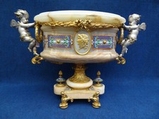 Napoleon III Gilt&Silver bronze champlevé enamel mounted Onyx centrepiece French