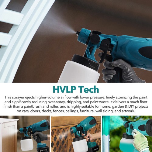800ML Electric Spray Gun HVLP Cordless Paint Sprayer Auto Furniture Wall Coating - Picture 8 of 25