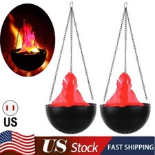 2PCS 3D LED Hanging Cauldron Flame Light Fake Fire Light Halloween Decor Lamp US