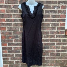 Talbots Black Shift Dress Size 8 Loop Hooks Sleeveless Cotton Blend
