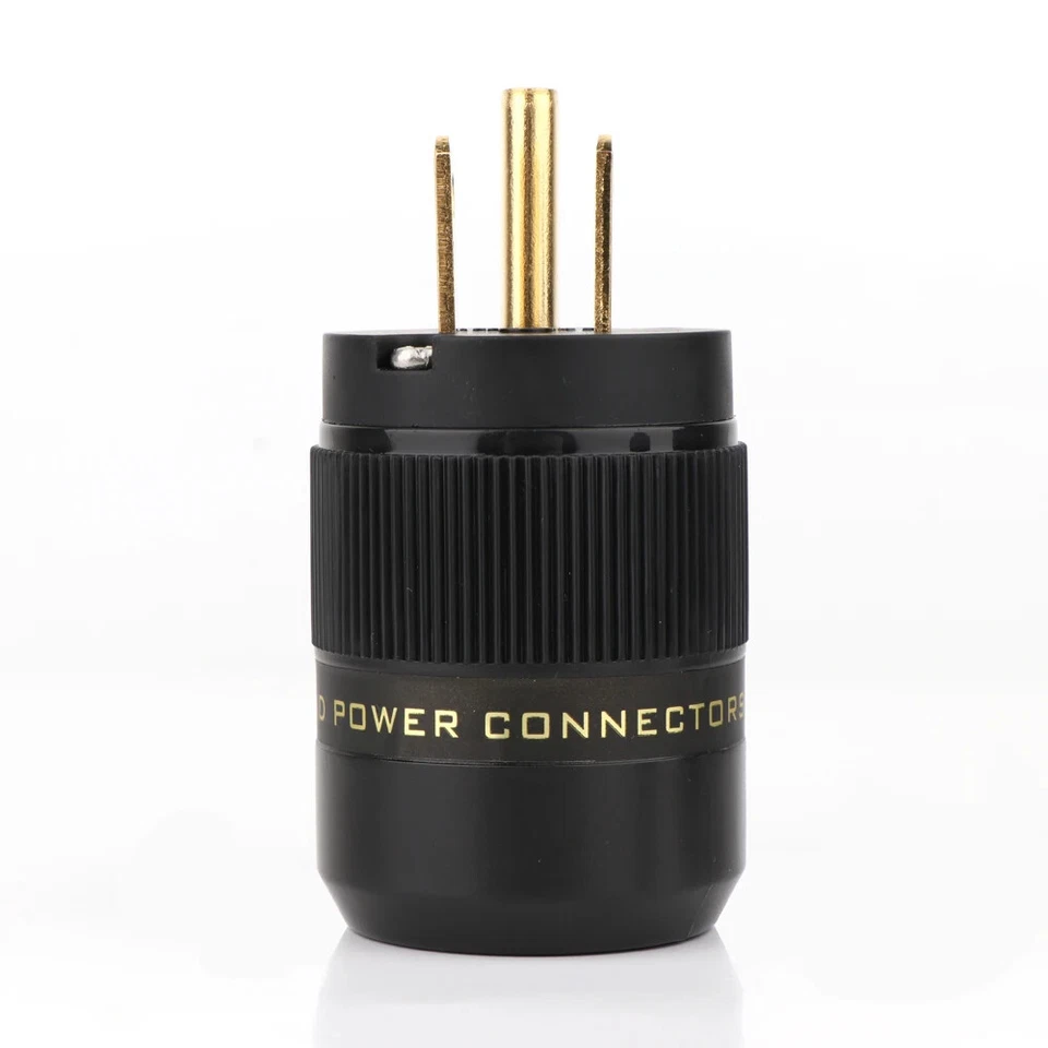 Pair 24K Gold Plated US AC Power Plug C15 IEC320 Connector for Audiophile Cable - Image 2 of 4