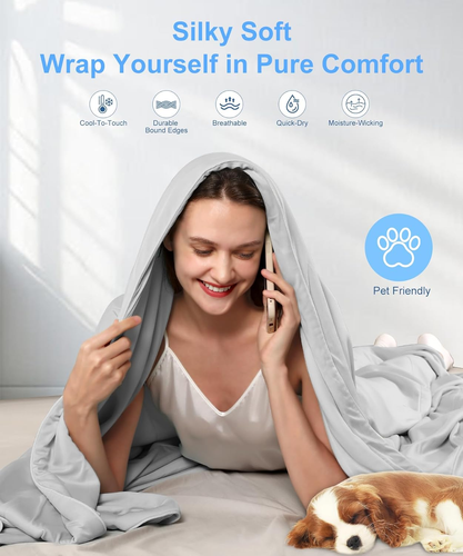 Cooling Comforter Queen Size, Lightweight Cooling Blanket for Hot Sleepers, Soft - Picture 5 of 8