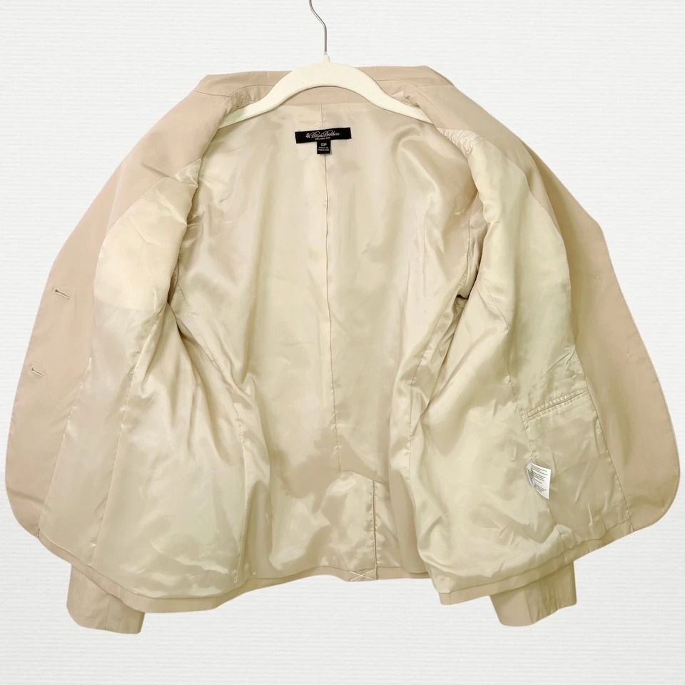 Blazer Brooks Brothers Mujer 10P Algodón Pecho Único Ajuste Milano Beige Oficina Foto 4 de 4