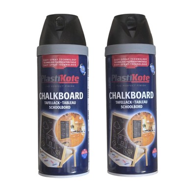 2x Plastikote Schwarz Tafel Sprühfarbe je 400ml (Gesamtdeckkraft 3m²)