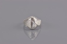 Sterling Silver 14mm Crisscross Ribbed Tapered Domed Band Ring 5g 925 Sz: 7