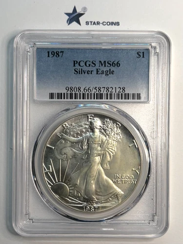 1987 American Silver Eagle PCGS MS66 - Early Date Key Year ASE