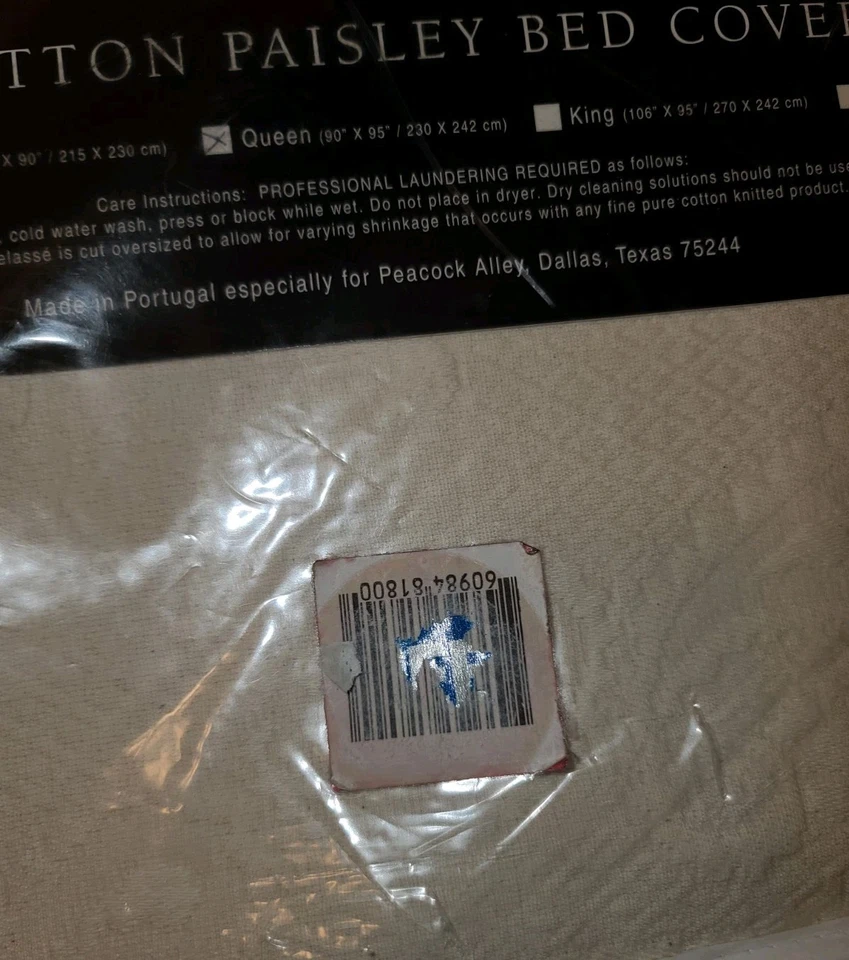 Peacock Alley All Seasons Luxury Cotton Blanket 100% Cotton Full/Queen Off White - Image 3 of 4