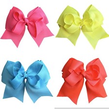 Large 4.5" Grosgrain Ribbon Hair Bows for Girls Boutique Alligator Clip 4pk