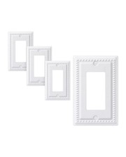 4 Pack Metal Outlet Covers, Outlet Wall Plates,Classic White Finish Light Switch