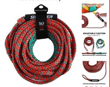 2-Section Tow Rope for Tubing 60ft 4100Lbs Tension 1-4 Rider Boat Accessory
