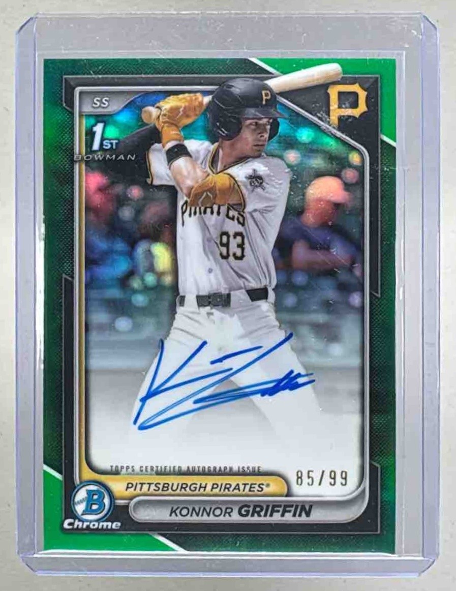 Konnor Griffin 2024 Bowman Chrome Draft Green Refractor Auto 1st RC 85/99