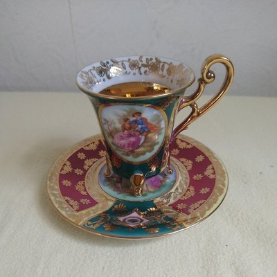 Vintage Bavaria Demitasse mit Fuß Tasse & Untertasse - Fragonards Liebhaber