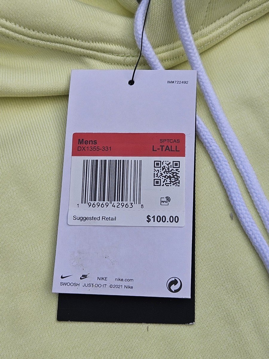 Nike Sportswear Club Fleece Hoodie Pullover Mens LARGE Tall LT