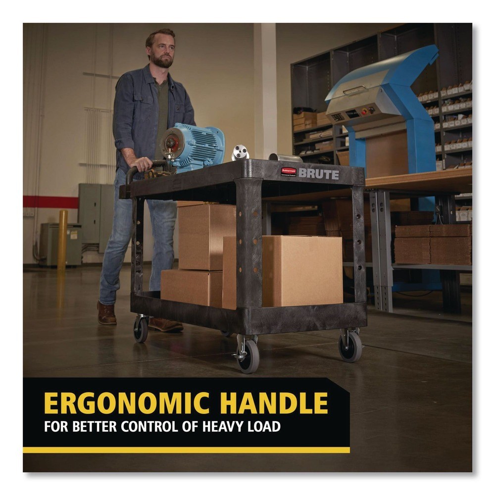 Rubbermaid Commercial 4545BLA 25.25" x 54" x 36" 2 Flat Shelf Utility Cart New