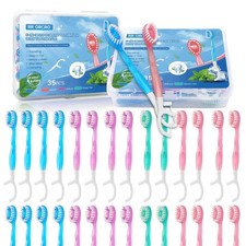 Mini Disposable Toothbrushes 70 Pack 5-in-1 with Toothpaste Tongue Scraper