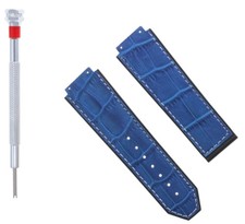 24MM ALLIGATOR LEATHER BAND STRAP FOR 44MM-45MM HUBLOT BIG BANG BLUE WS DRIVER