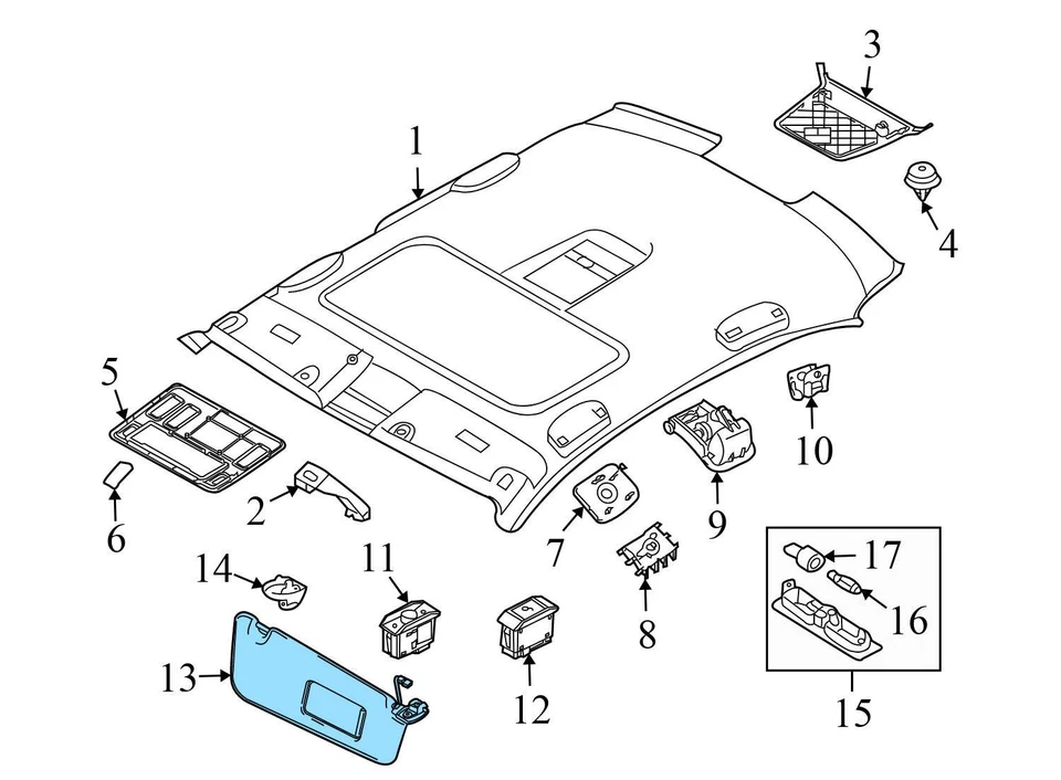 2006-2010 BMW 650I - Viseira solar direita / espelho 7076700 - Imagem 3 de 4