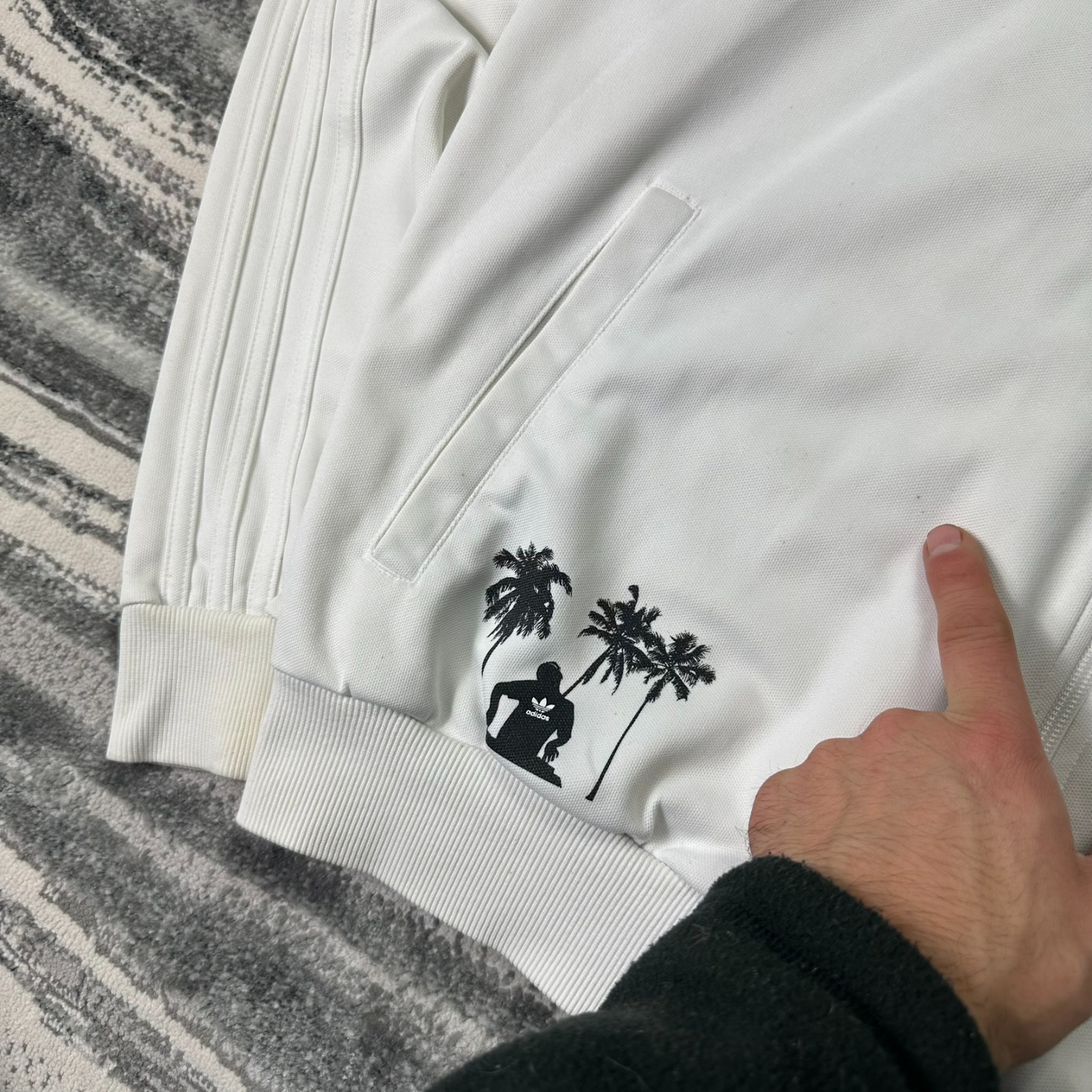 VTG Adidas 2000's Y2K I Love Ibiza XL White Palm Tree DJ Tracksuit Track Jacket image 3