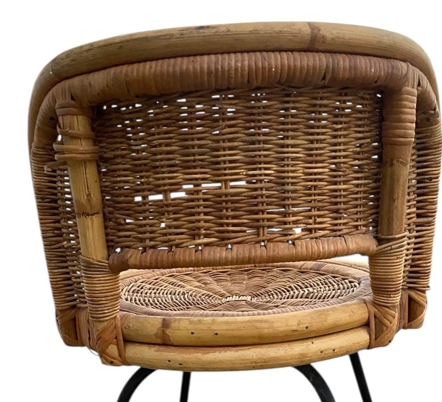 Silla Danny Ho Fong Tropi Cal Ratán Mimbre Mediados de Siglo Moderna Hierro Pacífico Foto 4 de 4