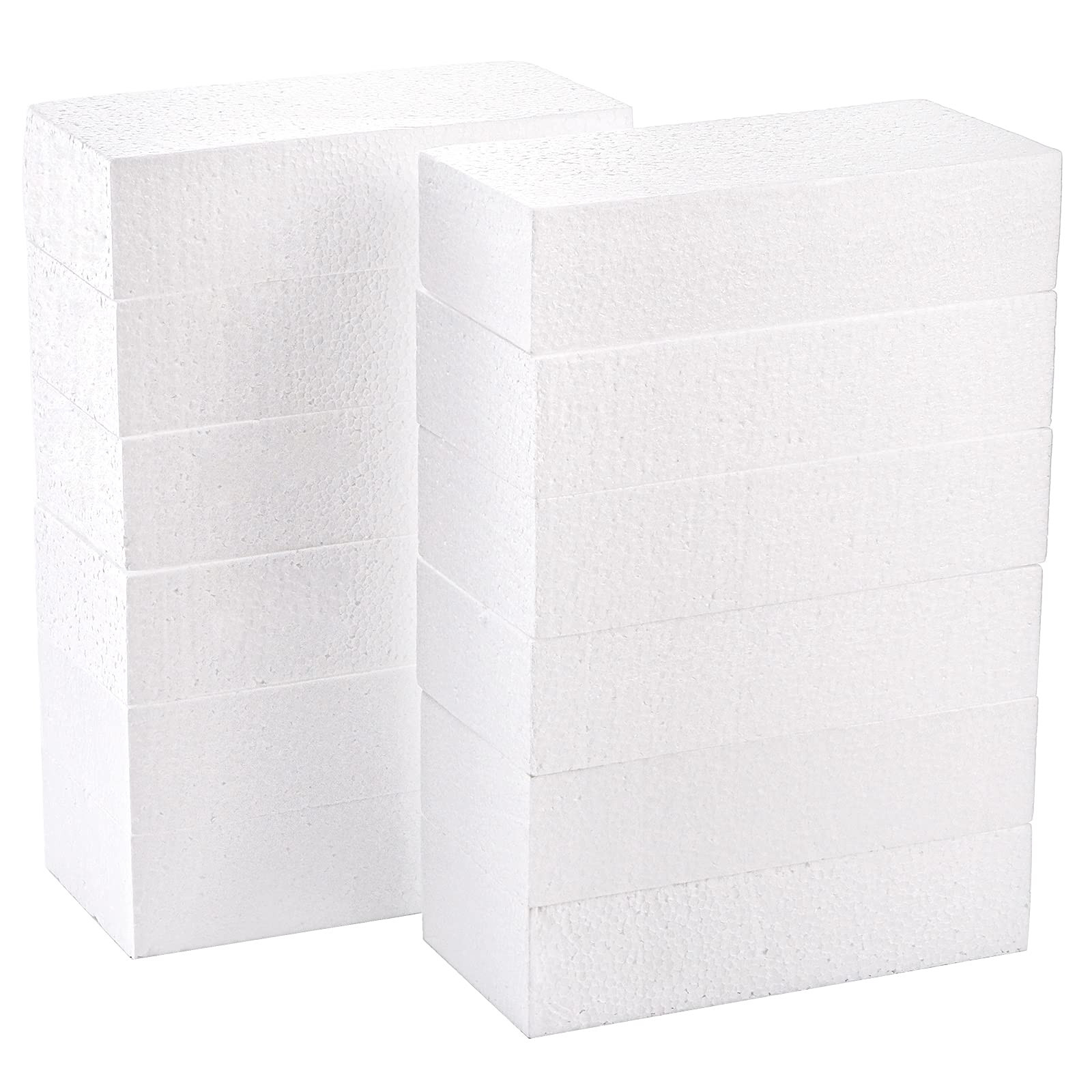 12 Pack Craft Foam Blocks, 8x4x2 Inch Foam Rectangle Blocks, White Thick Foam...