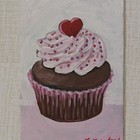 Original Cupcake Oil Painting Pink Dessert Art 5x7 Kitchen Wall Art — photo 1