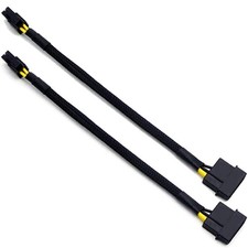 2 Pack 12 Inch LP4 Molex Male to ATX 4-Pin Male Sleeved Power Adapter Cable