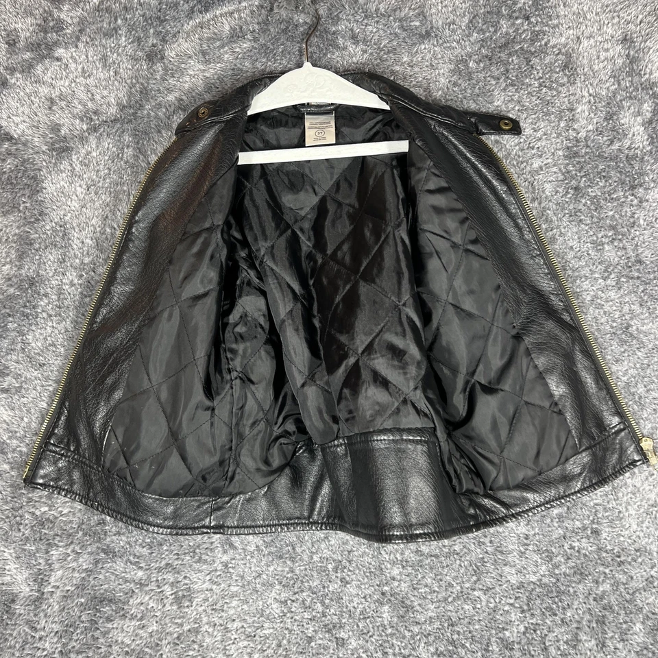 Chaqueta Harley-Davidson Niño Pequeño 3T Negra Imitación Cuero Motociclista Motocicleta Calavera Foto 3 de 4