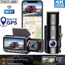 TOGUARD 4K Dual Dash Cam WiFi GPS Front+Inside Cabin Car DVR Camera Night Vision