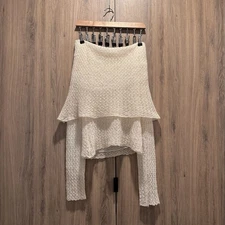 Vintage Kenzie Y2K Mohair Off Shoulder Cream Pointelle Knit Sweater Size S