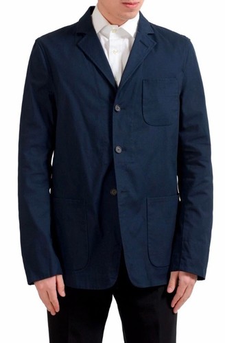 Malo, Malo Men's Navy Blue Three Button Stretch Sport Coat Blazer US 46 IT 56