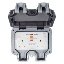BG Electrical WP22ARCD, 2 Gang, 13 Amp RCD Outdoor Switched Socket