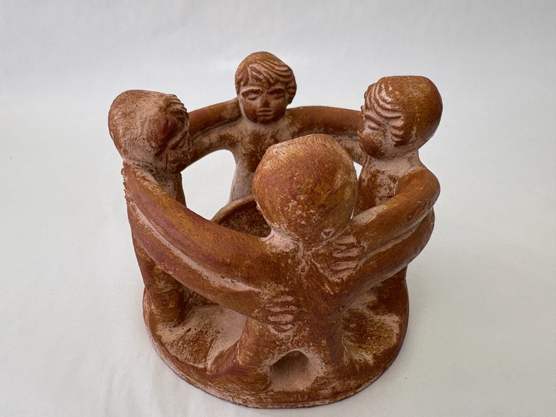 CIRCLE OF FRIENDS MAYAN AZTEC POTTERY CANDLE HOLDER