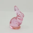 Fenton Pink Glass Bunny Rabbit Figurine 2.75"