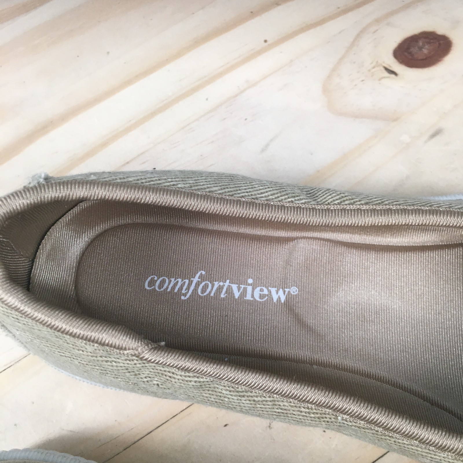 Comfortview Shoes Womens 8.5 W Athletic Jazlyn Slip On Flats Brown Fabric Casual