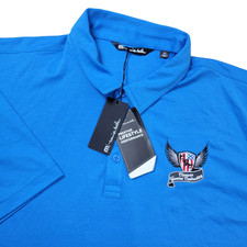 NWT Travis Mathew Mens 2XL Solid Blue Performance Stretch Polo Short Sleeve