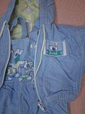 Vintage Blue Corduroy Overall  Jacket Set With A Teddy Bear Blocks Boy 3-6 Mos