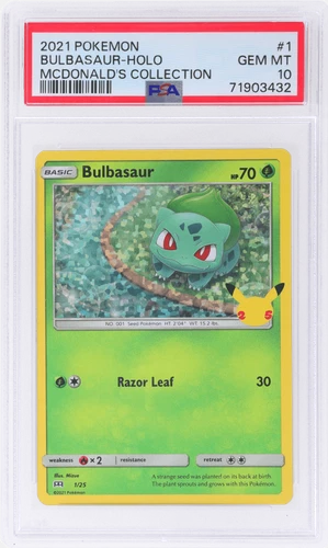 2021 Pokemon Mcdonald's Collection Bulbasaur Holo #1 PSA 10