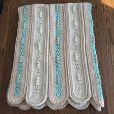 Crochet Afghan Blanket Granny Southwestern Decor Colors Throw 62x48 in