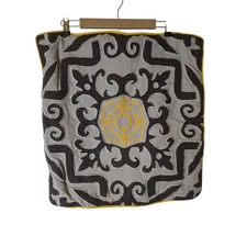 VILLA Brown Gold Embroidered Raised Soft EURO 22x22 Throw Accent Pillow Sham 