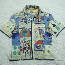 Vintage Hermes Paris Mont Saint Michel Iconnu Dessinateur Silk Shirt Sz.40 Rare
